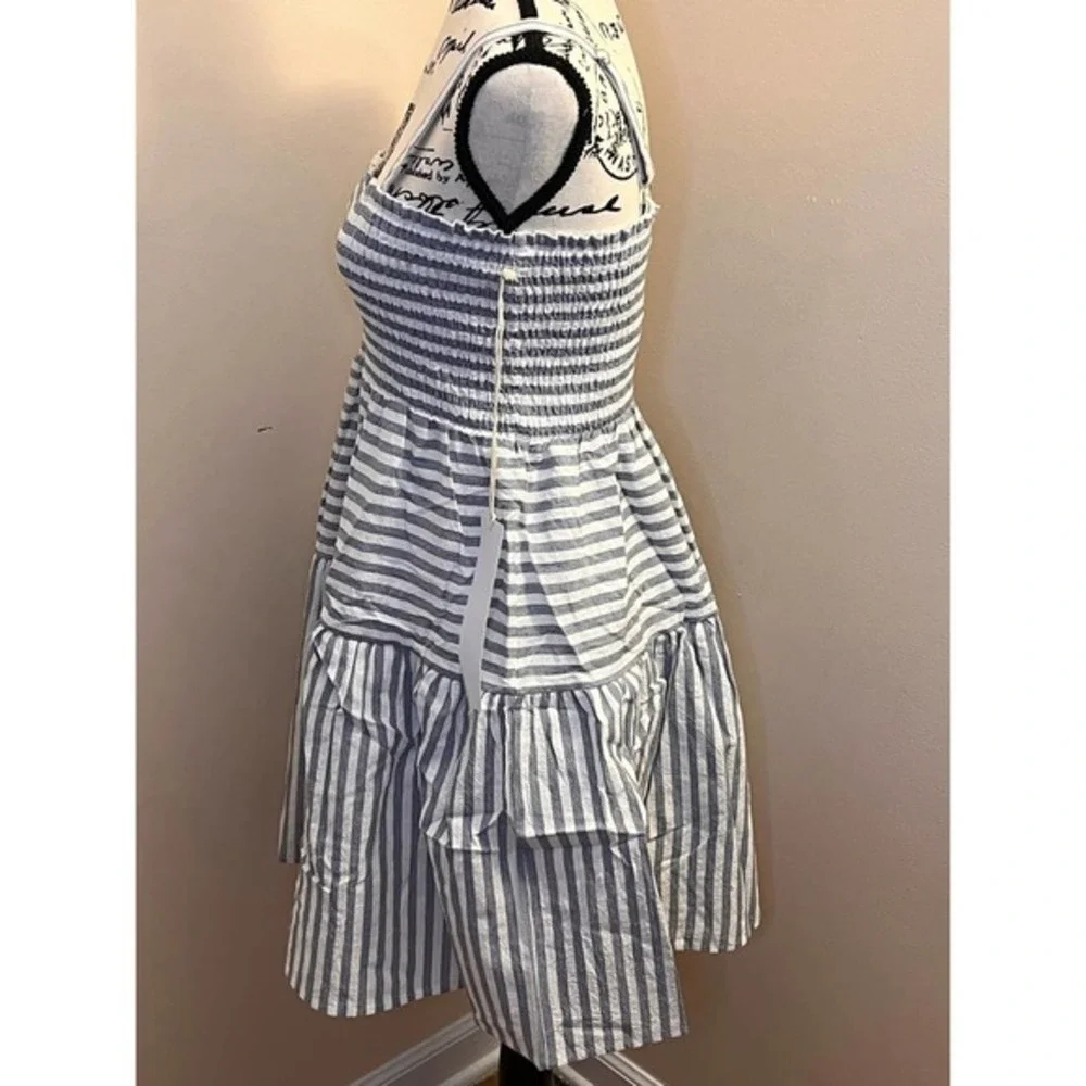 Urban Outfitters Lumiere Striped Smocked Babydoll Dress SZ L - Picture 3 of 10